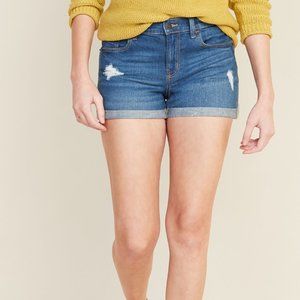 NWT Old Navy Boyfriend Blue Denim Shorts Size 6 Casual Festival